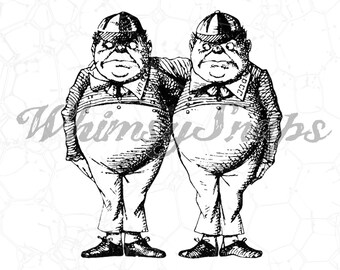 Tweedle Dee and Tweedle Dum Alice in Wonderland Illustration DIGITAL IMAGE Download, .png and .jpeg, transfer