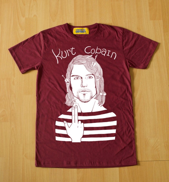 Retro kurt cobain RED T-shirt Vintage look Size by vincentodyssey