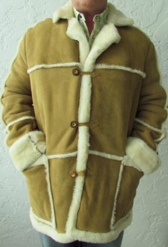 Overland Shearling Sheepskin Coat Jacket Leather Men's
