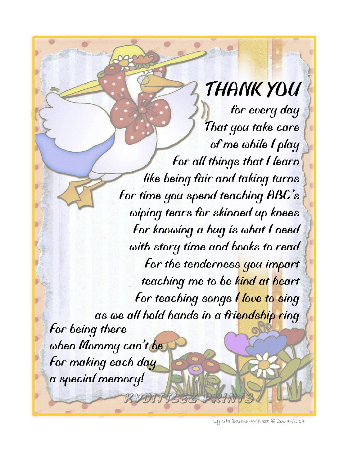 Wall Art Child's THANK-YOU Poem Gift To Their by KydittlezPrints