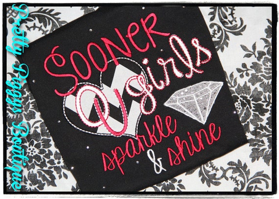 Embroidery design 5x7 Sooner Girls sparkle and by SoCuteAppliques