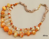 Sun- beautiful handmade beaded citrine, agate, opal statement chunky gemstone necklace, ideal for handcrafted gift of semi precious stones