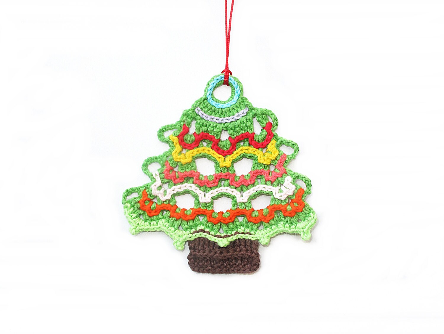 Cute Christmas tree, Crocheted ornaments, Colorful Christmas tree, nursery room, Crochet applique