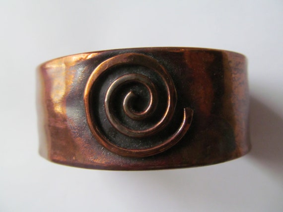 Beautiful Solid Copper Swirl Cuff Bracelet from SagePeaces