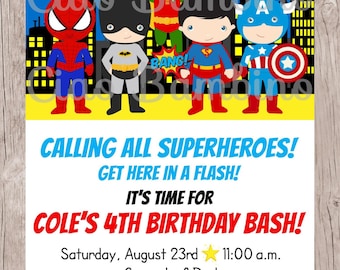 Superhero Batman Superman Spiderman Birthday by liftoffdesigns