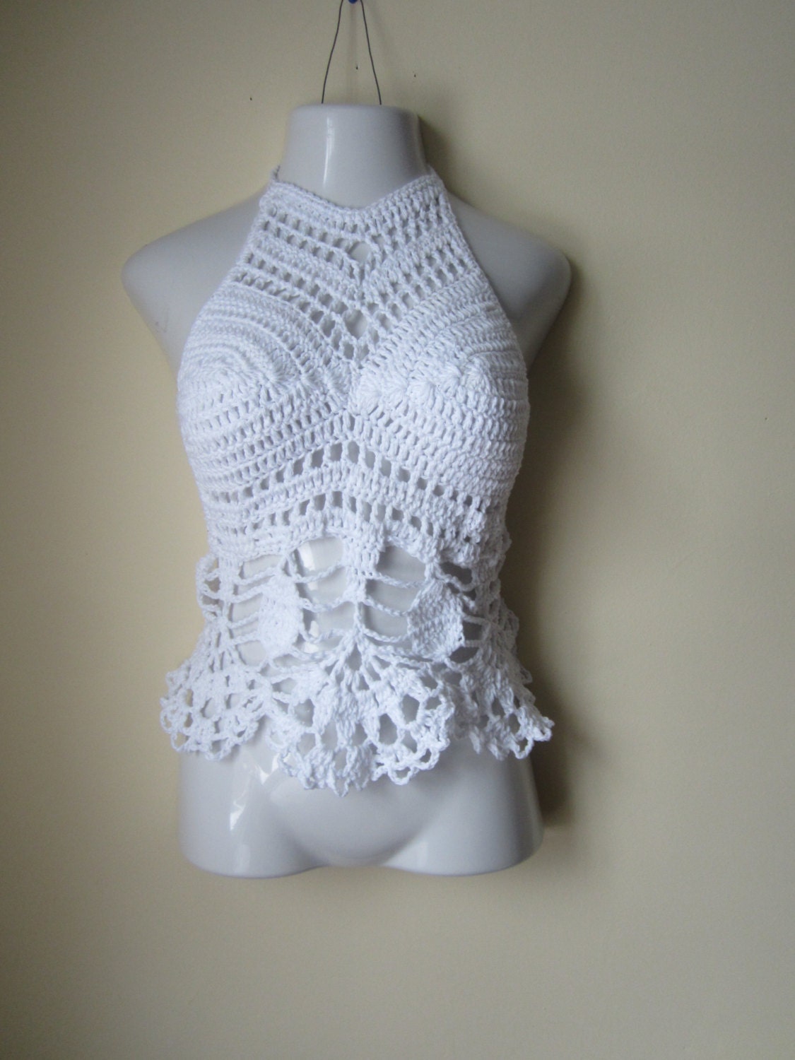 Crochet halter top WHITE crochet top White halter top