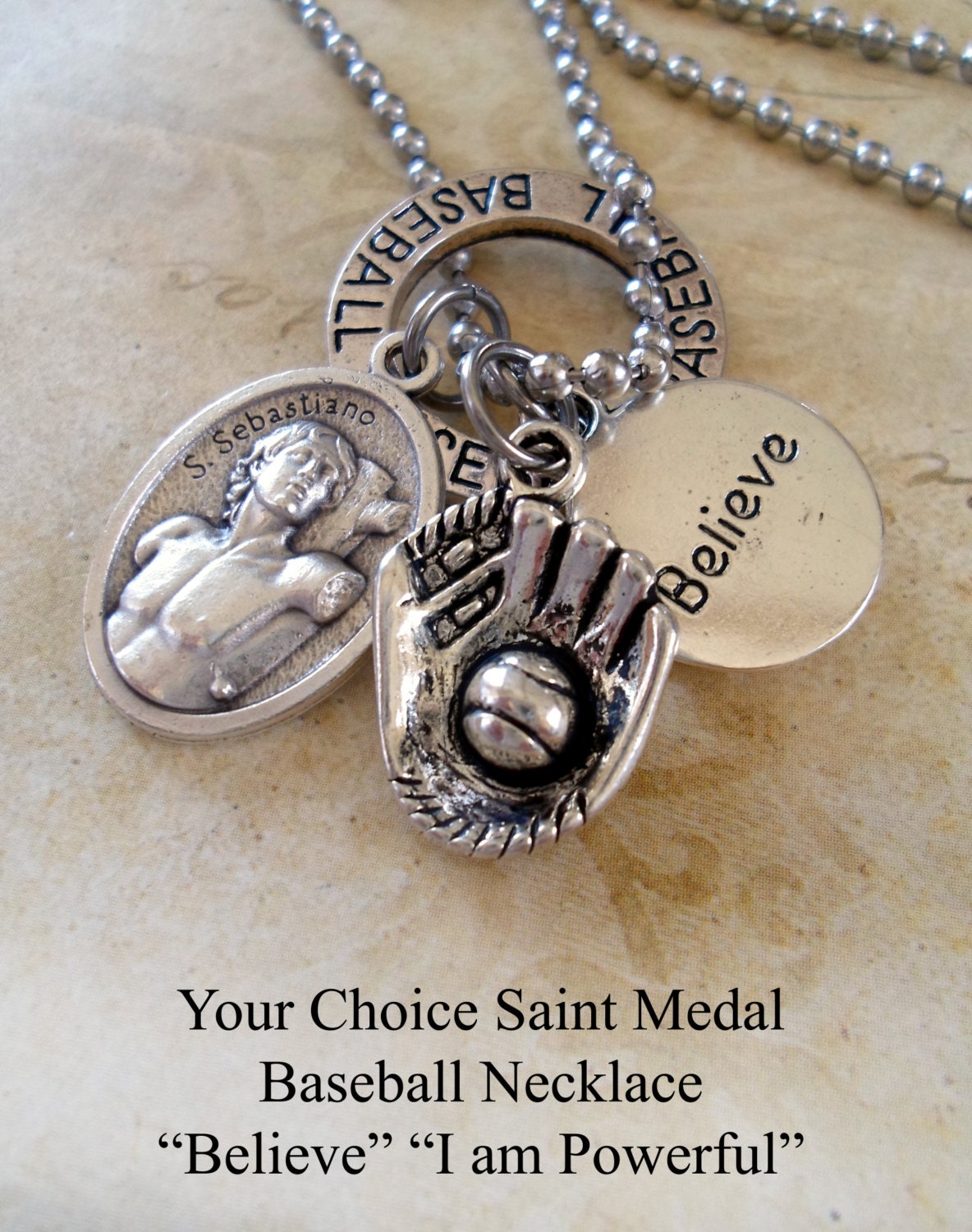 Baseball Necklace Your Choice Medal Warrior Boys by MarysPrayers