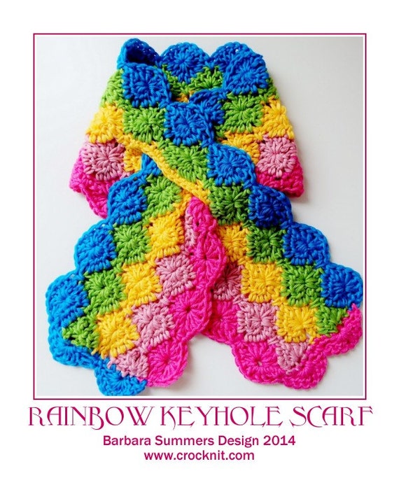 pattern with crochet keyhole scarf Keyhole crocknit Toddler PATTERN Fan by Shell SCARF Child RAINBOW