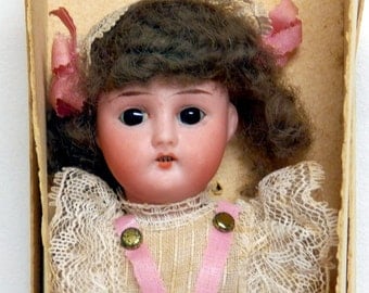 German Bisque Doll 8" Antique All Original Still in Box