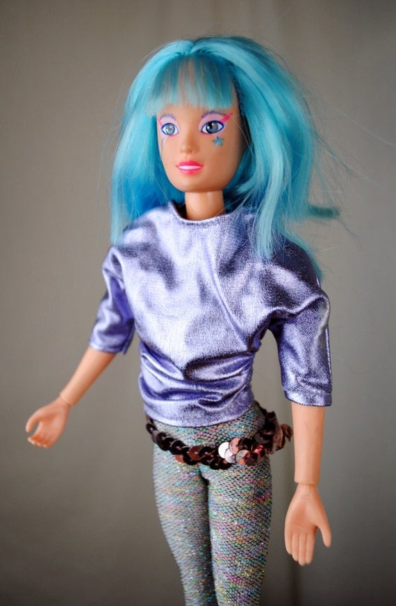 Vintage Jem and the Holograms Doll Aja Blue Hair with Outfit