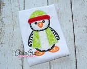 Penguin Christmas Winter Embroidered Applique Shirt or Bodysuit Il_170x135