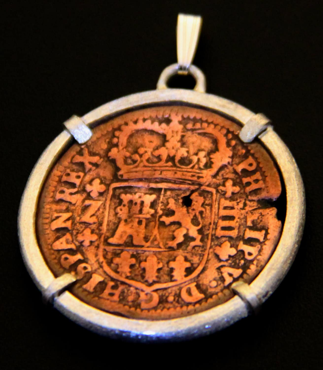 Authentic Ancient Copper Spanish Coin Mounted in by FranticJewelry
