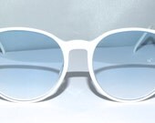 Womens 80s Sunglasses // 1980s Vintage Frames // New Lenses //  White with Baby Blue lenses