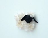 Tiny Felt Sheep black face - neddle felted wool Brooch or magnet