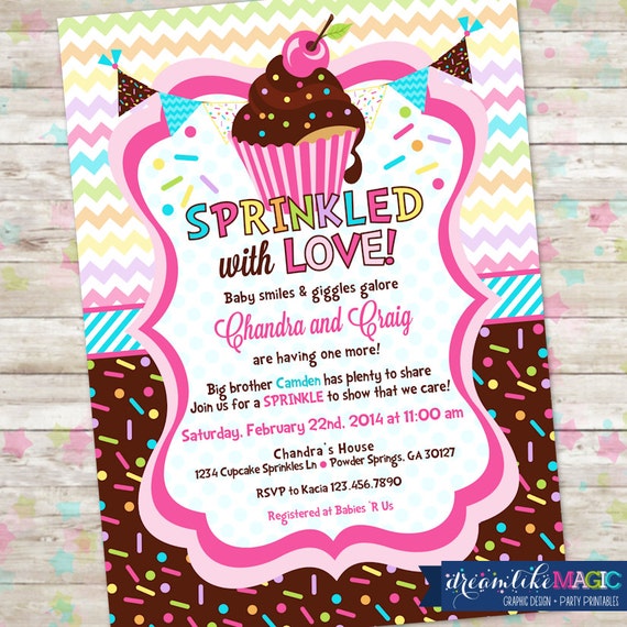 Sprinkled With Love Baby Shower Invitations 2