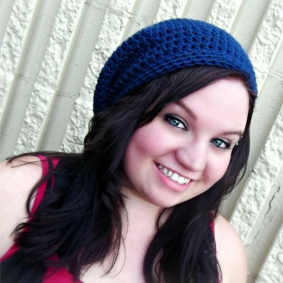 Slouchy Beanie /Tam/Snood/Basket Hat - Unisex - Country Blue -Crochet