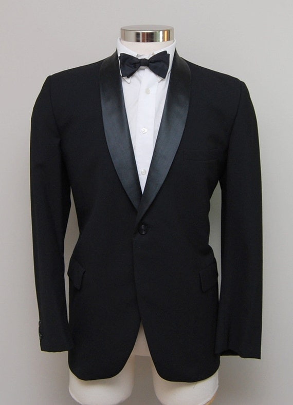 1950s men's black tuxedo jacket/ 50s men's black