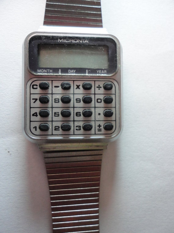 vintage MICRONTA Calculator Watch 80s Vintage Robot Digital