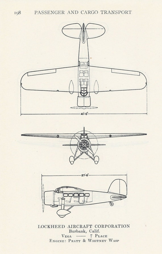 Airplane Diagram Aviation Print Vintage by VintageButtercup