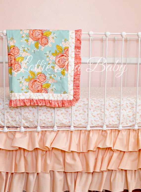 Peach Ruffle Crib Skirt