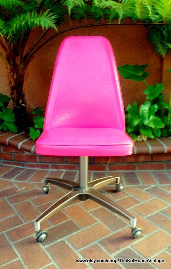 ON RESERVE for SIMONE Hot Pink Desk Chair on by TheKatHouseVintage