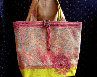 Handmade Tote Bag, Carpet Bag, Large Purse, Upholstery Tapestry and ...