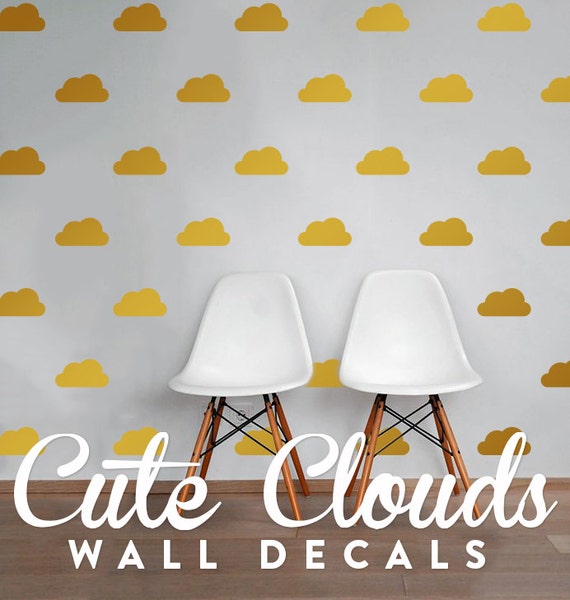 Cute Clouds Wall Decals Geometric Shapes Wall Design by DecalLab
