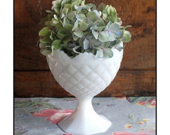 Vintage Milk Glass Centerpiece / Milk Glass Planter/Wedding Centerpiece