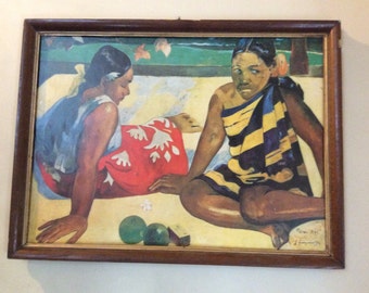 Vintage Français Paul Gauguin d’impression de la femme dans l’art de Tahiti circa 1960 / boutique en anglais