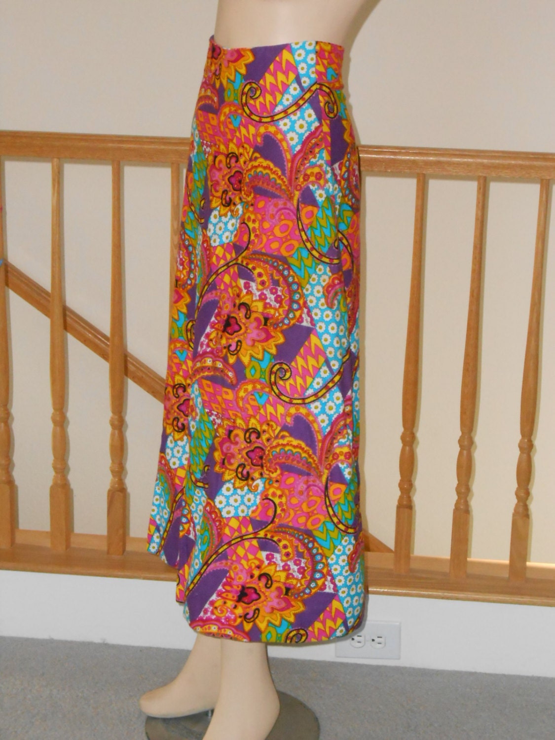 Vintage Psychedelic Bark Cloth 60s Maxi Skirt by Beverly Vogue ...