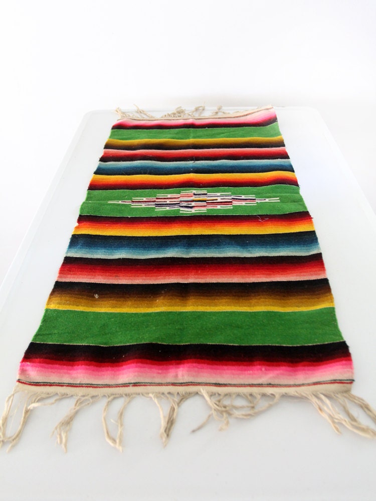 Mexican serape style table runner vintage southwestern