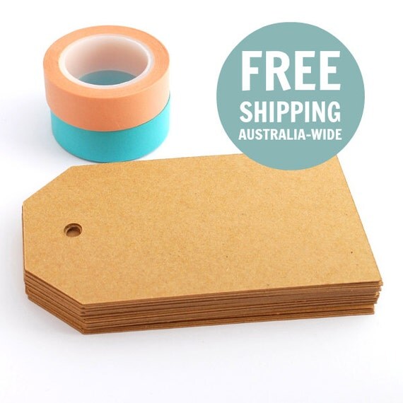 Tags 100 Basic Large - Brown Kraft - Blank Gift Tags Il_570xn