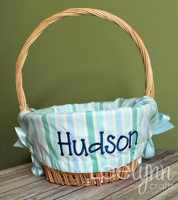 Personalized Easter Basket Liner Blue and Green by LeelynnCrafts