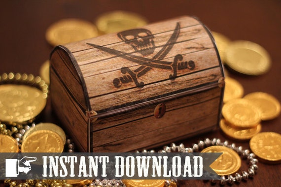 DIY Pirate's Treasure Chest Box - INSTANT DOWNLOAD - Printable Party Gift Decoration by Sassaby Il_570xn