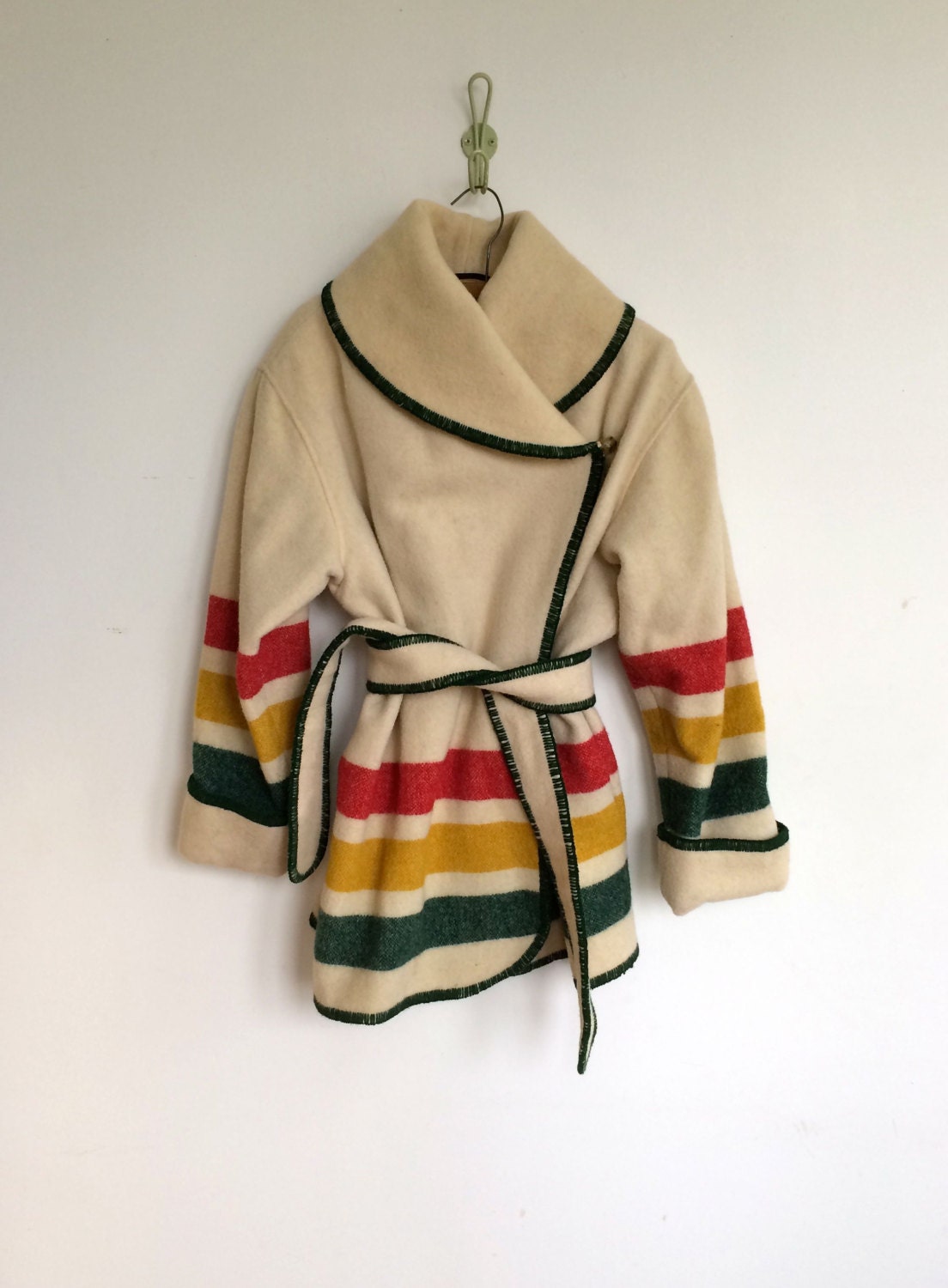 Hudson Bay Blanket Style Smoking Jacket by WOOLRICH wrap