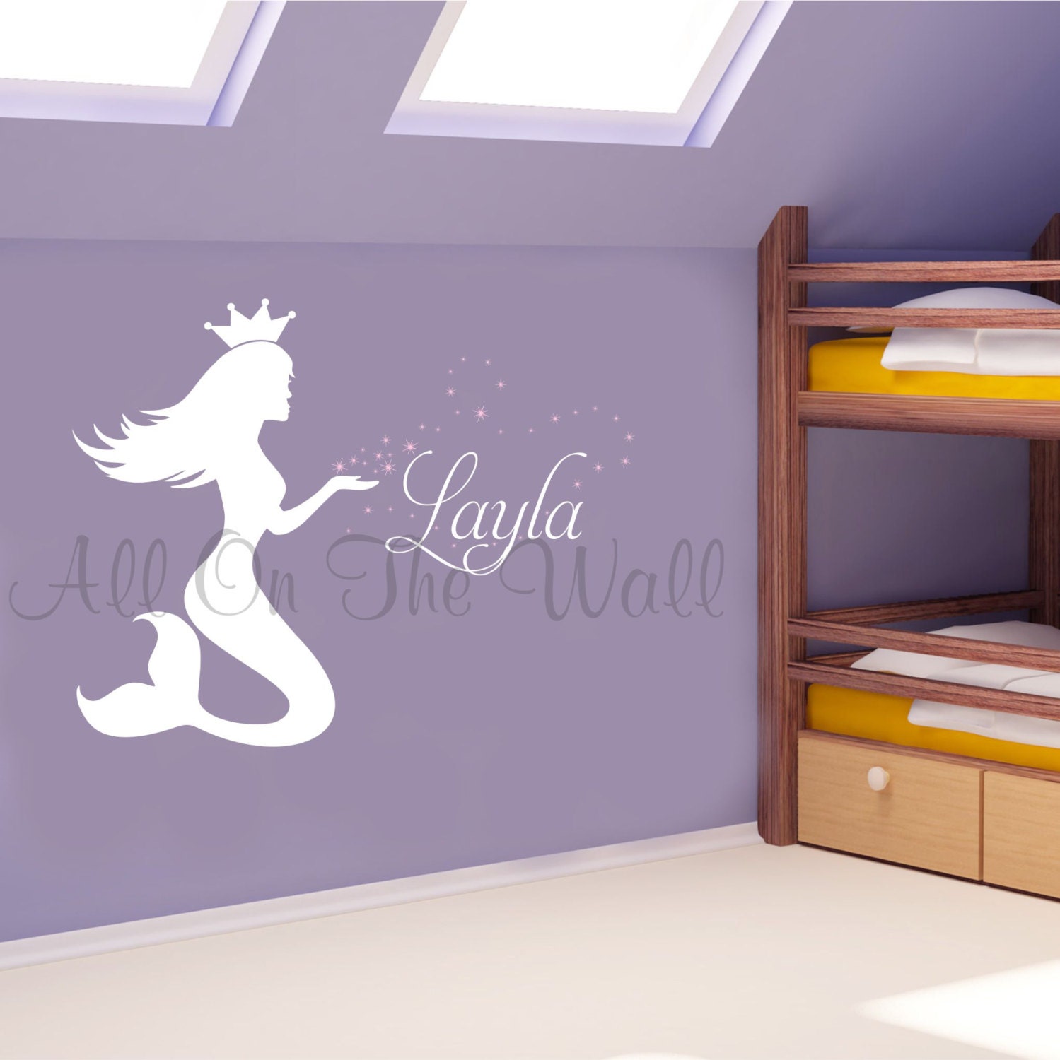 Mermaid Wall Decal Baby Girl Name Nursery Decals Wall Stickers