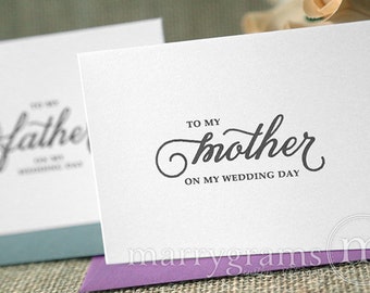 Wedding Cards to Your Mother and Father -Parents of the Bride or Groom Cards Thank You Gift - To My Mother On my Wedding Day Note Card CS05