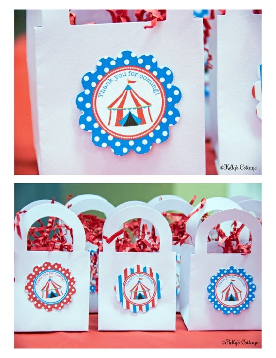 Circus Birthday Party 2 Inch Thank You Circles, Instant Download, Printable, Digital Il_570xn
