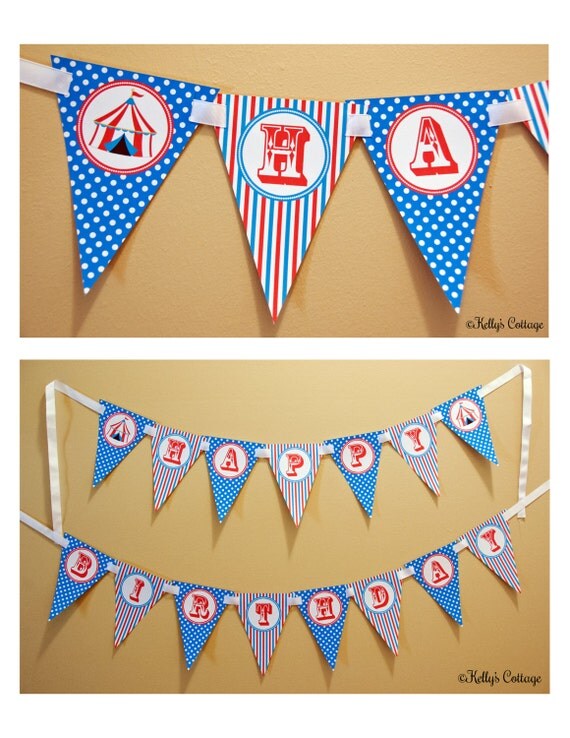 Circus Birthday Banner, Instant Download, Printable, Digital Il_570xn