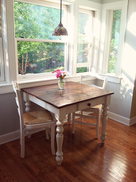 The Petite White Harvest Farm Table With Drawer by ArcadianCottage