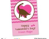 Printable chevron dinosaur Valentine cards for girls Il_170x135