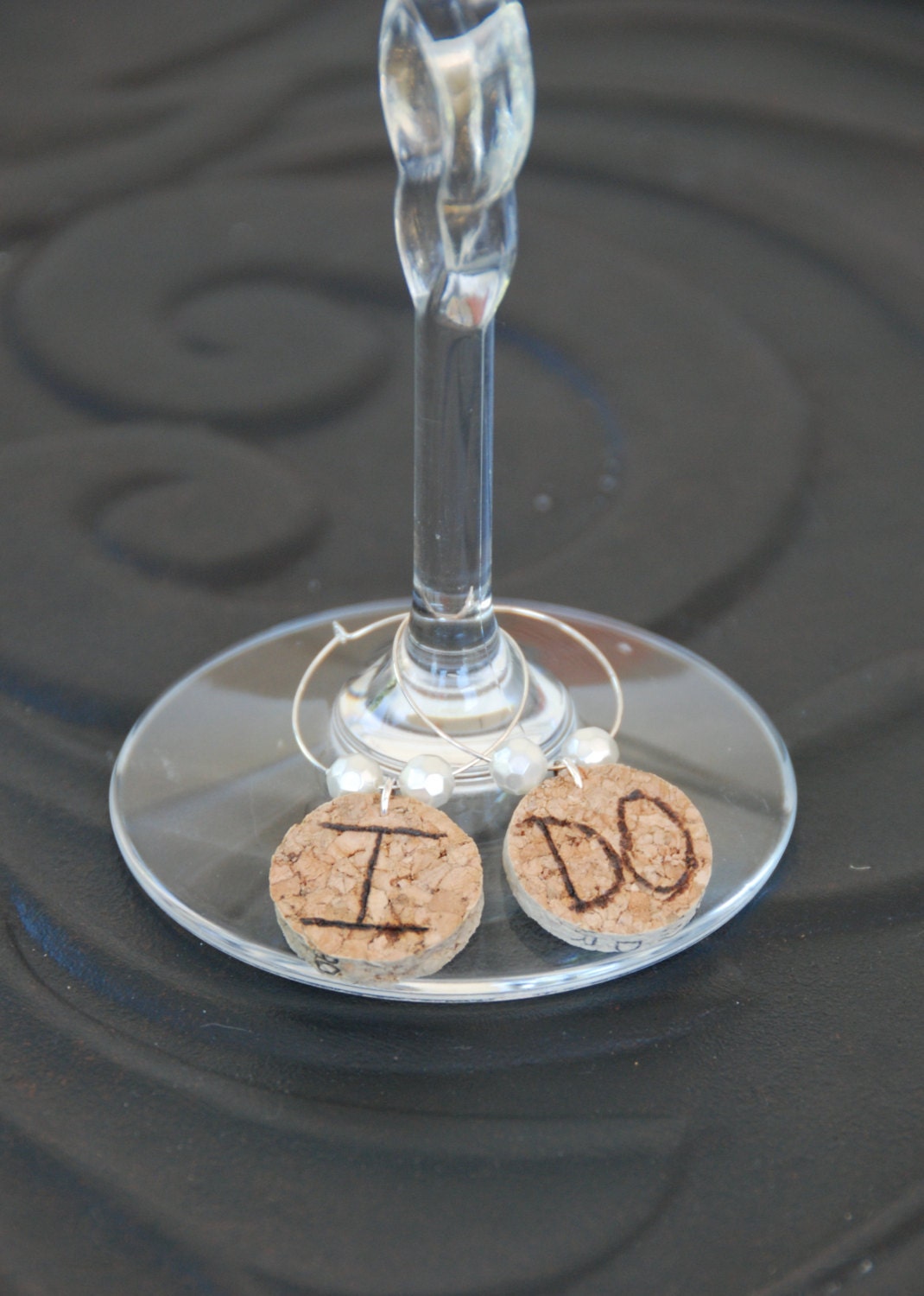 Items similar to I DO Wine Cork Glass Charms on Etsy