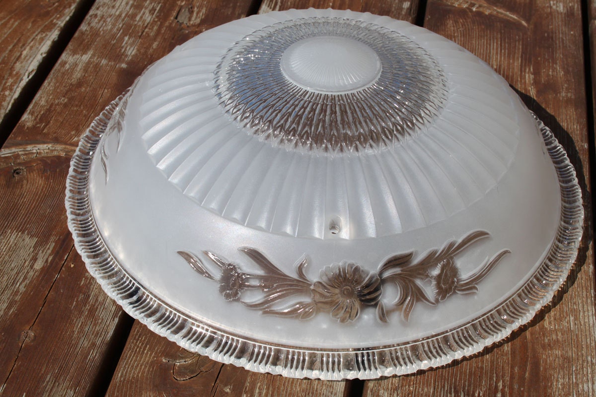 Vintage Glass Ceiling Light Fixture Dome Shaped Glass Shade