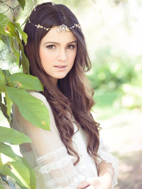 items similar to bridal hair vine forehead band brass