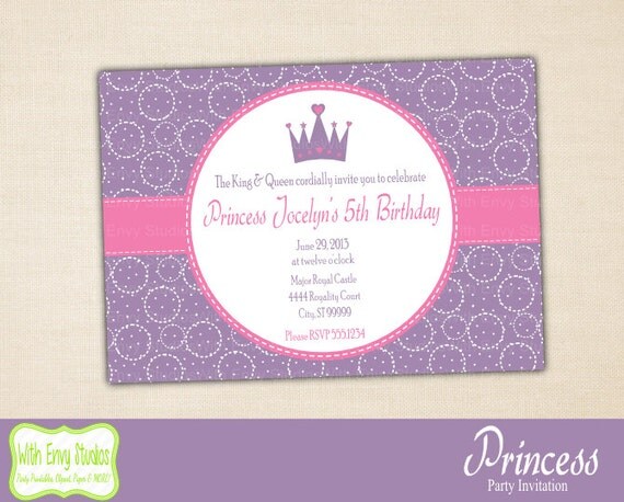 Princess Party Invitation, DIY Princess Invitation, Printable Invitation, Digital Princess Invitation, Princess Printables Il_570xn