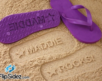 Custom Name Flip Flops - Personalized Sand Imprint Sandals *check size chart before ordering*