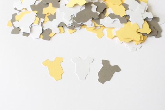 Baby Shower Decoration Confetti Yellow Gray Baby Body Suit Il_570xn