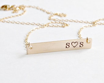 Wife Gift, Personalized Bar Necklace,Girlfriend gift,Personalized Name Plate Jewelry, Bridesmaid Gift, Initial necklace