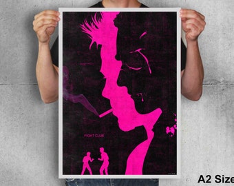 Fight club poster print brad pitt art movie poster black pink alternative movie poster