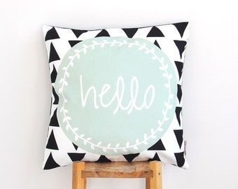 Mint Throw Pillow, Geometric Decorative Pillow, Cushion Cover, Throw Pillow, Modern Nursery Pillow 16" x 16"